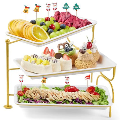 Clear Plastic Serving Tray – BPA-Free Shatterproof PET Dessert Stand for Parties, Weddings & Events | Space-Saving Display with Non-Slip Base