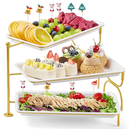Clear Plastic Serving Tray – BPA-Free Shatterproof PET Dessert Stand for Parties, Weddings & Events | Space-Saving Display with Non-Slip Base
