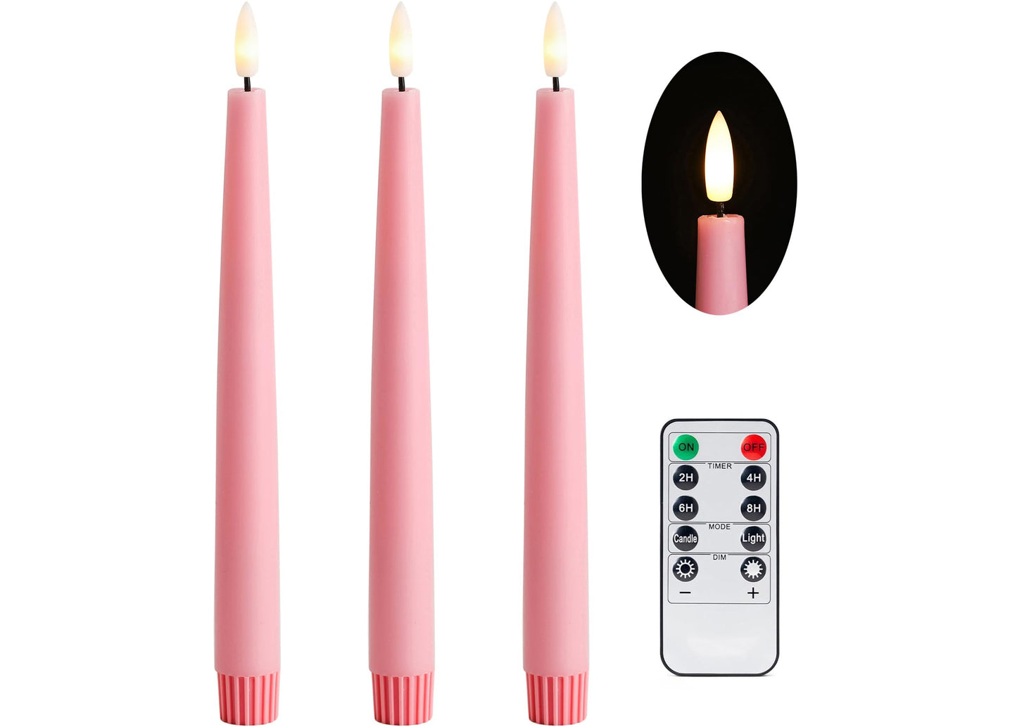 Black Wax Drip Flameless Taper Candles – Set of 6 LED Candles with Remote Control