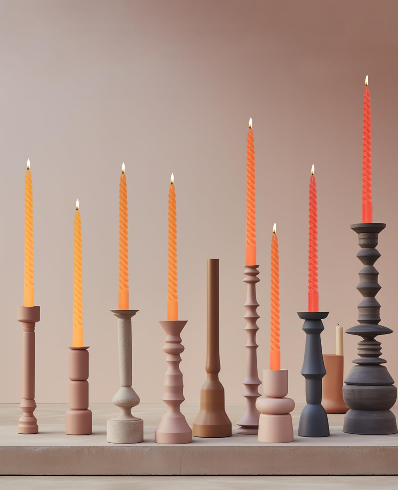 Handmade Spiral Taper Candles – 10" Unscented, Dripless (Set of 4)