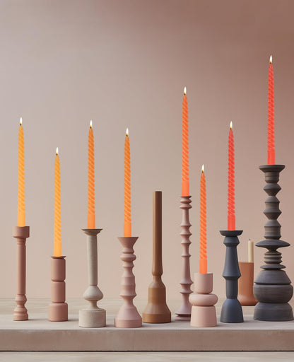 Handmade Spiral Taper Candles – 10" Unscented, Dripless (Set of 4)