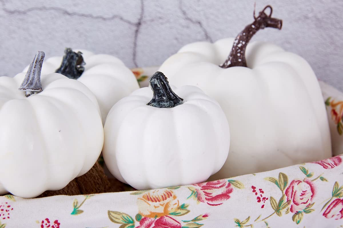 White & Gold Artificial Harvest Pumpkins – 16-Piece Fall Décor Set