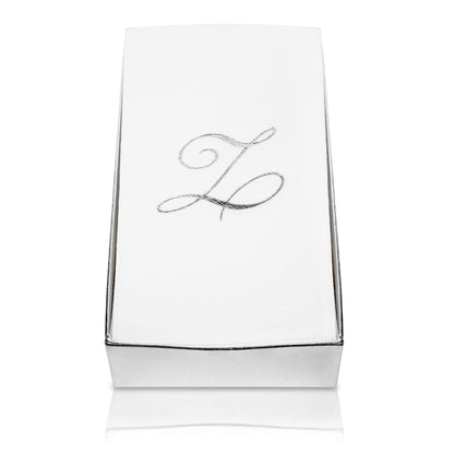 Monogrammed Disposable Napkins – Linen-Feel Paper Guest Hand | Gold or Silver Letter