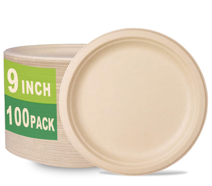 6-Inch Compostable Heavyweight Plates – 100% Biodegradable Bagasse & Bamboo Fiber (Pack of 50)