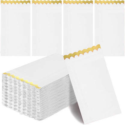 Cocktail Napkins – Scalloped Gold Foil Edge | Soft, Absorbent, Decorative Party Napkins for Weddings, Baby Showers & Events - 100 pack