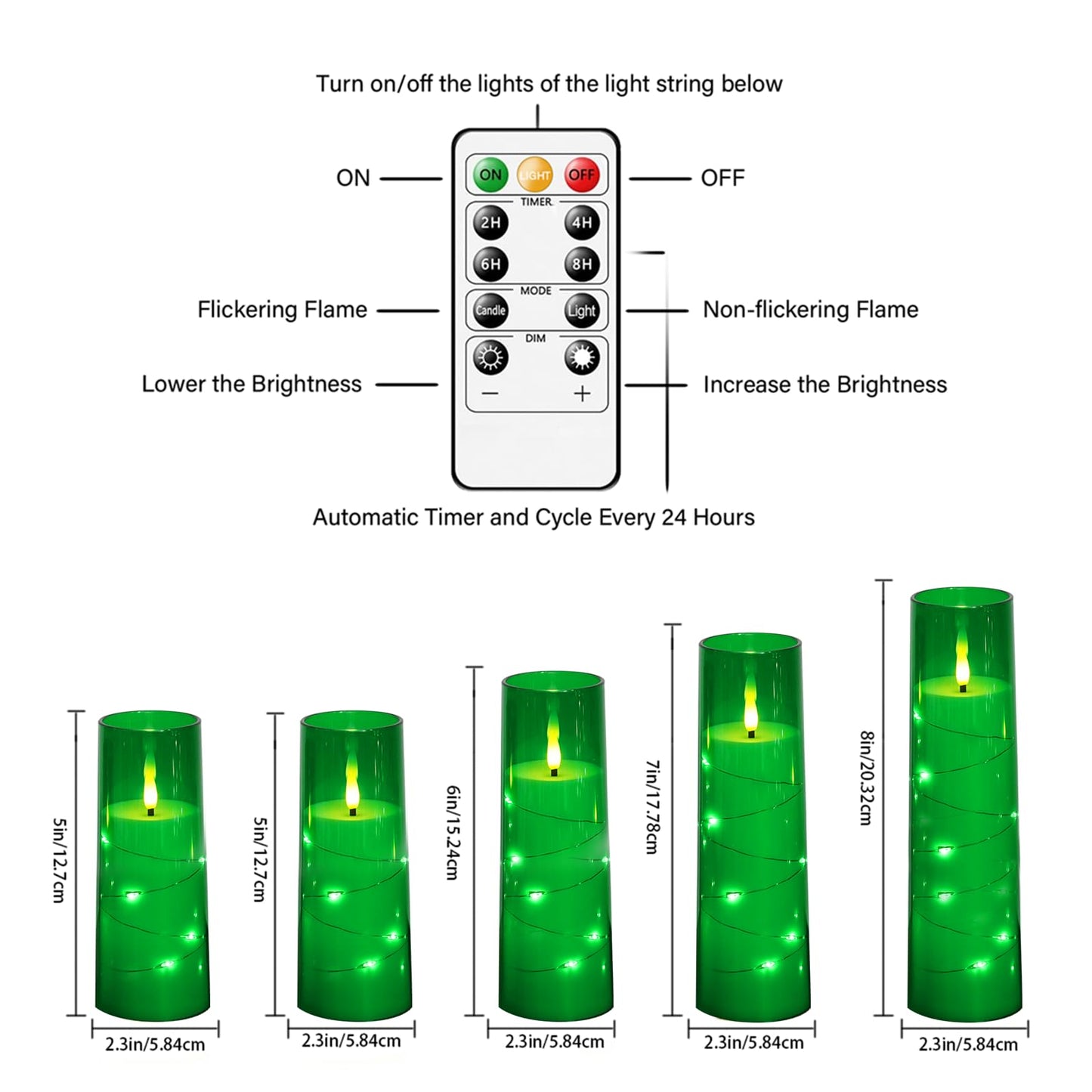 Flameless Mood Lighting Candle Set with Embedded String Lights