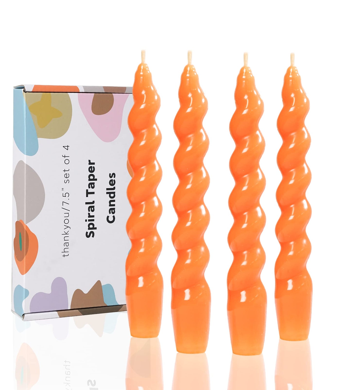 Handmade Spiral Taper Candles – 10" Unscented, Dripless (Set of 4)