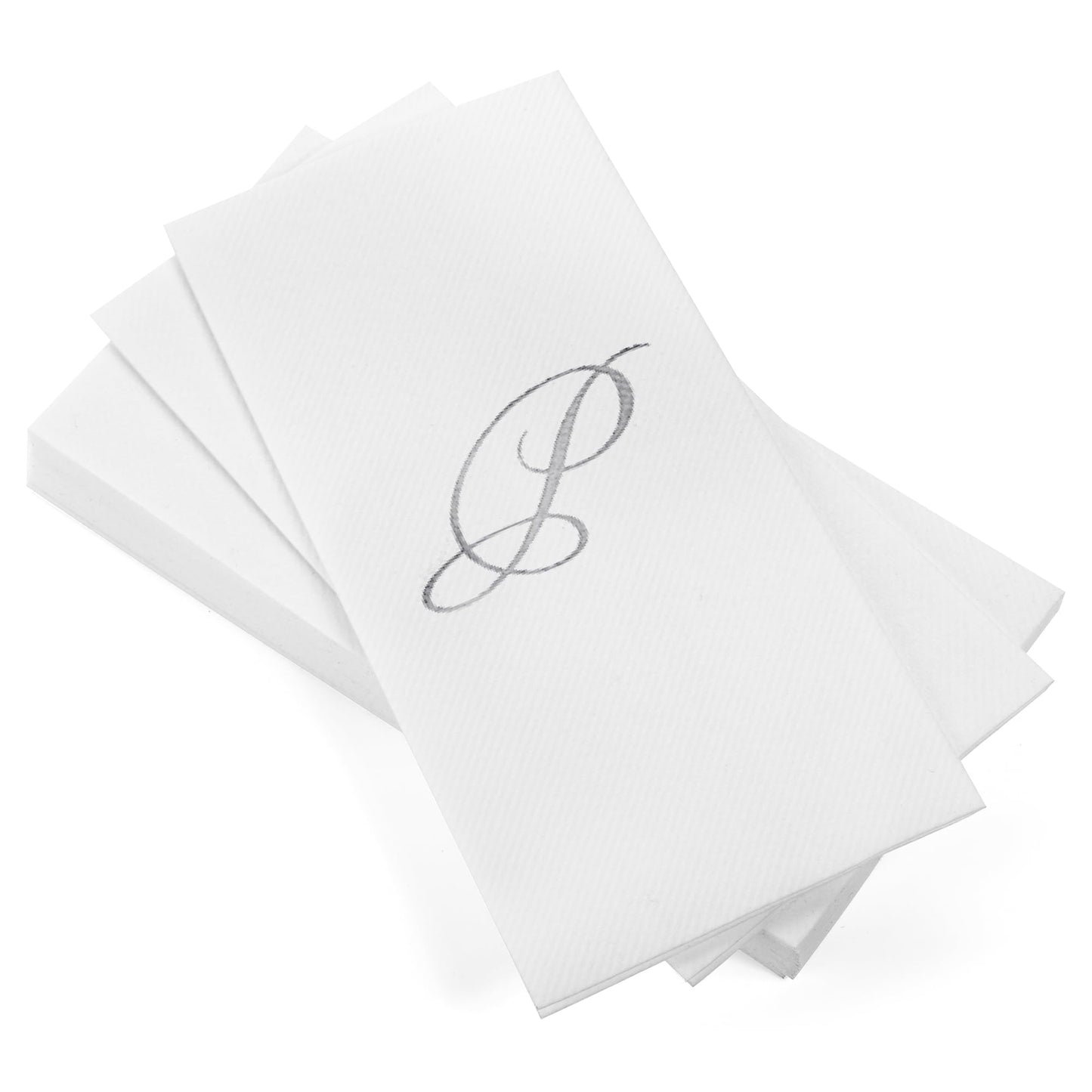 Monogrammed Disposable Napkins – Linen-Feel Paper Guest Hand | Gold or Silver Letter