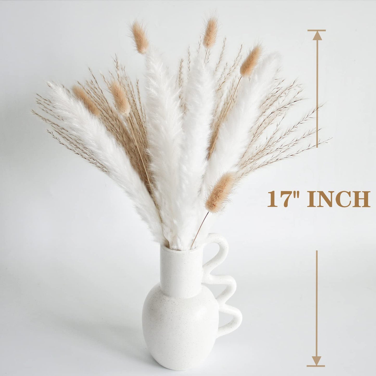 Natural Dried Pampas Grass Bouquet – Mixed Fluffy Pompous Grass for Vase, Boho Decor, Weddings, Gifts & Home Arrangements 100PCS