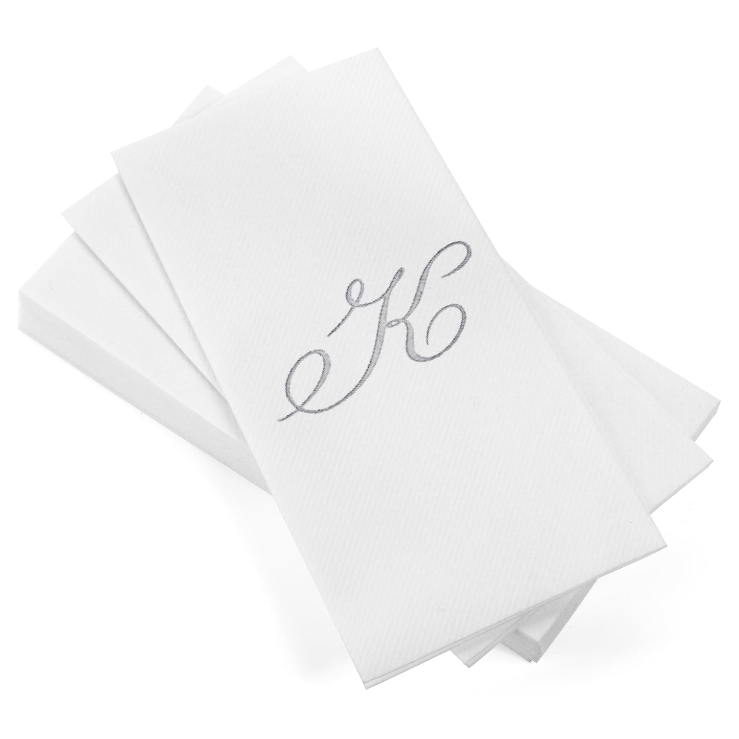 Monogrammed Disposable Napkins – Linen-Feel Paper Guest Hand | Gold or Silver Letter