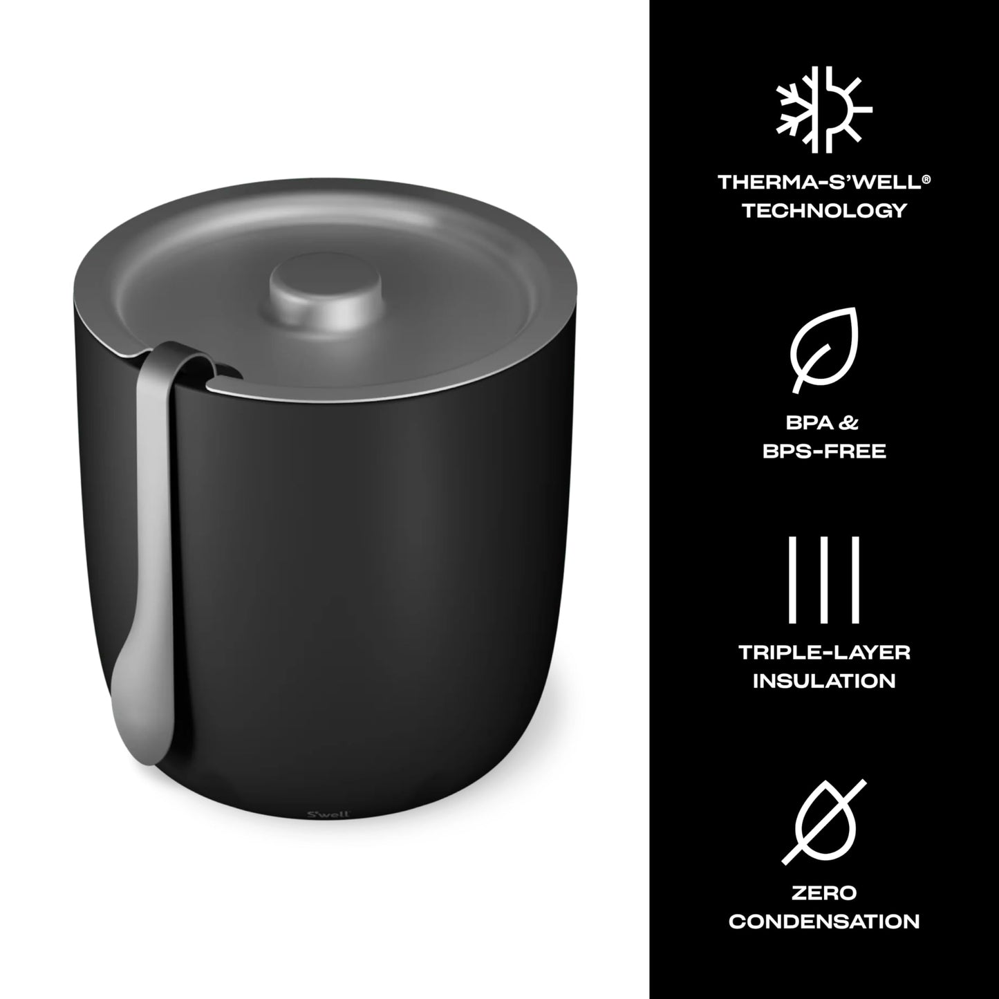 AestheticTriple-Layered Ice Bucket with Tongs – Vacuum-Insulated, Stainless Steel, Condensation-Free