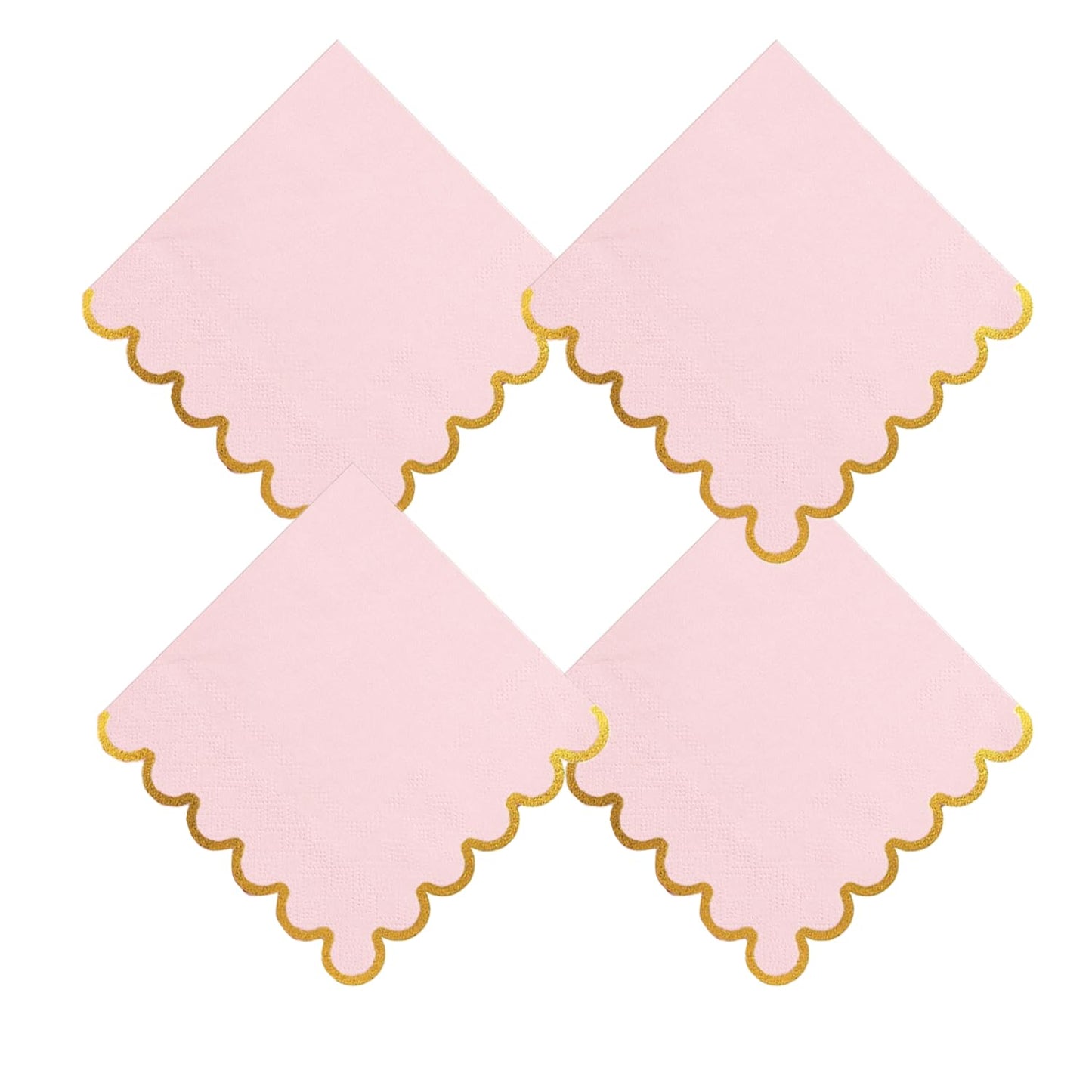 Cocktail Napkins – Scalloped Gold Foil Edge | Soft, Absorbent, Decorative Party Napkins for Weddings, Baby Showers & Events - 100 pack