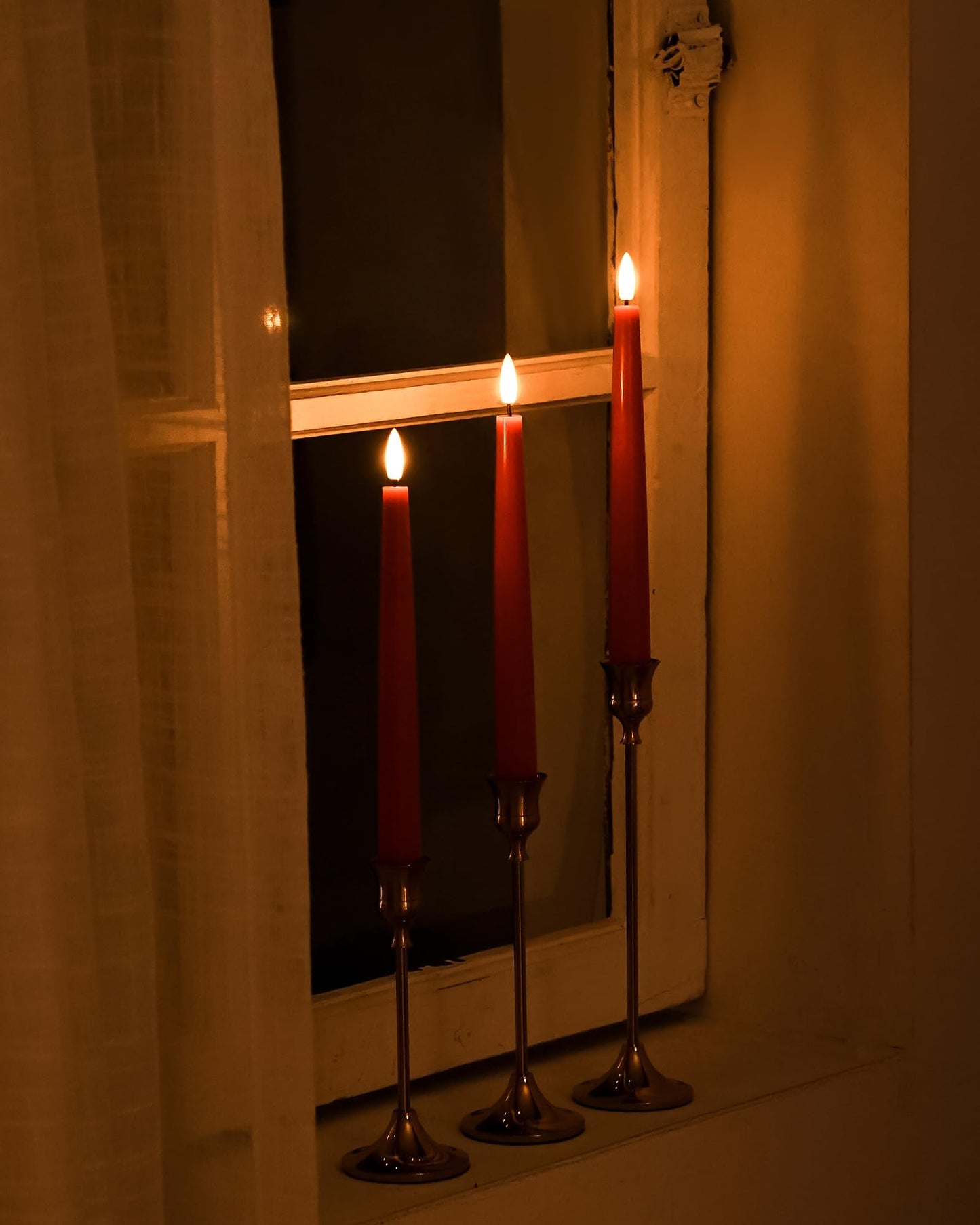 Black Wax Drip Flameless Taper Candles – Set of 6 LED Candles with Remote Control