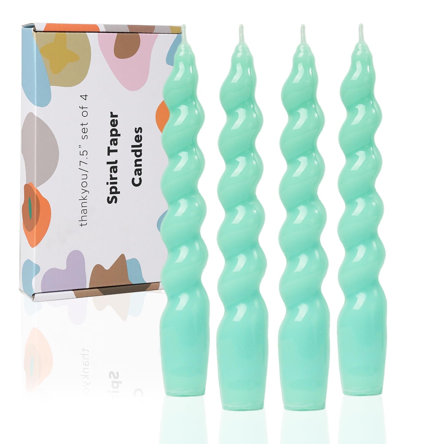 Handmade Spiral Taper Candles – 10" Unscented, Dripless (Set of 4)