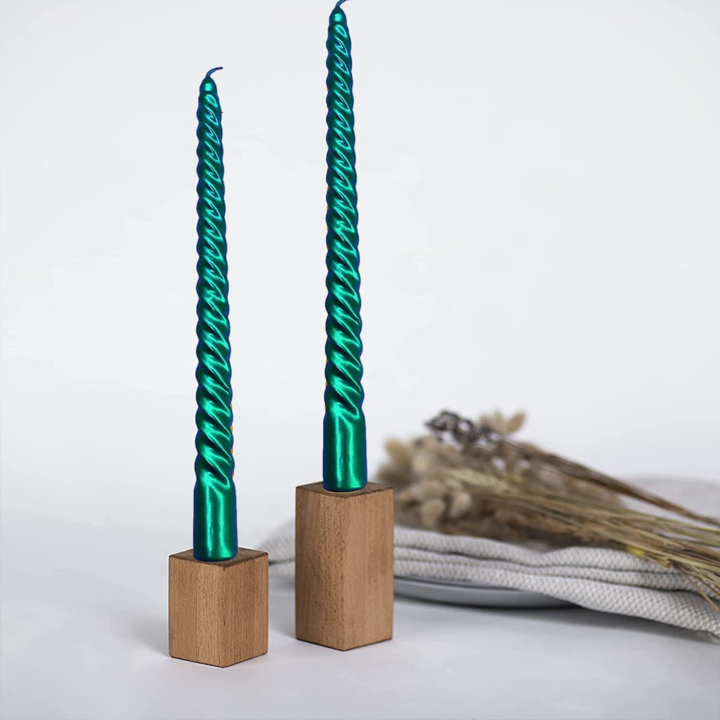 Handmade Spiral Taper Candles – 10" Unscented, Dripless (Set of 4)