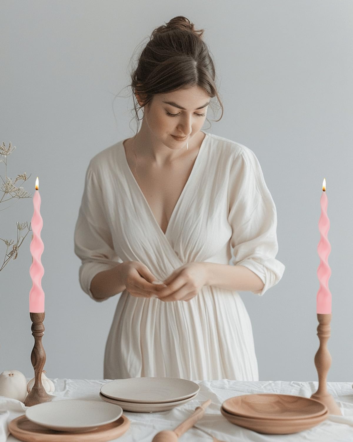 Handmade Spiral Taper Candles – 10" Unscented, Dripless (Set of 4)