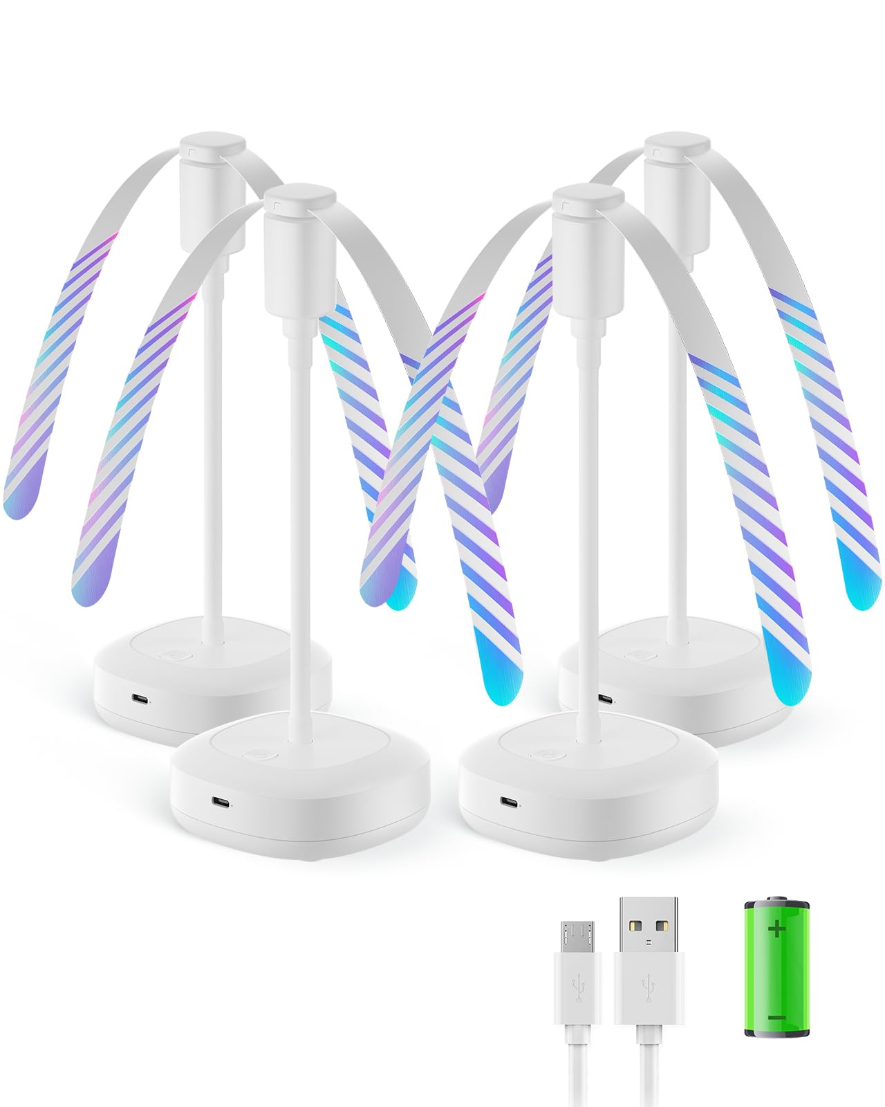 Table Food Fan – Insect Repellent with Reflective Blades, Flexible Neck, Silent Operation, USB-C Charging