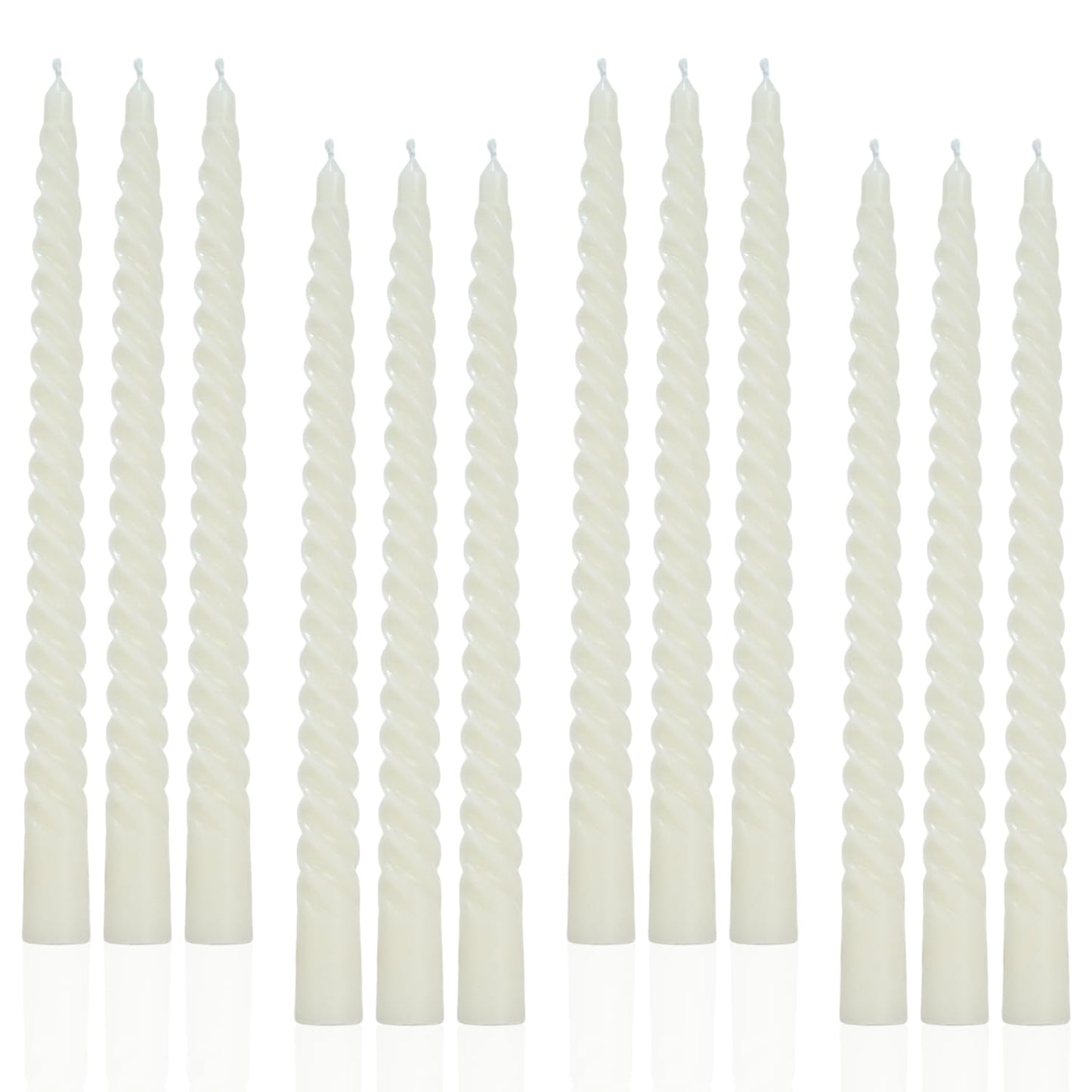 Handmade Spiral Taper Candles – 10" Unscented, Dripless (Set of 4)