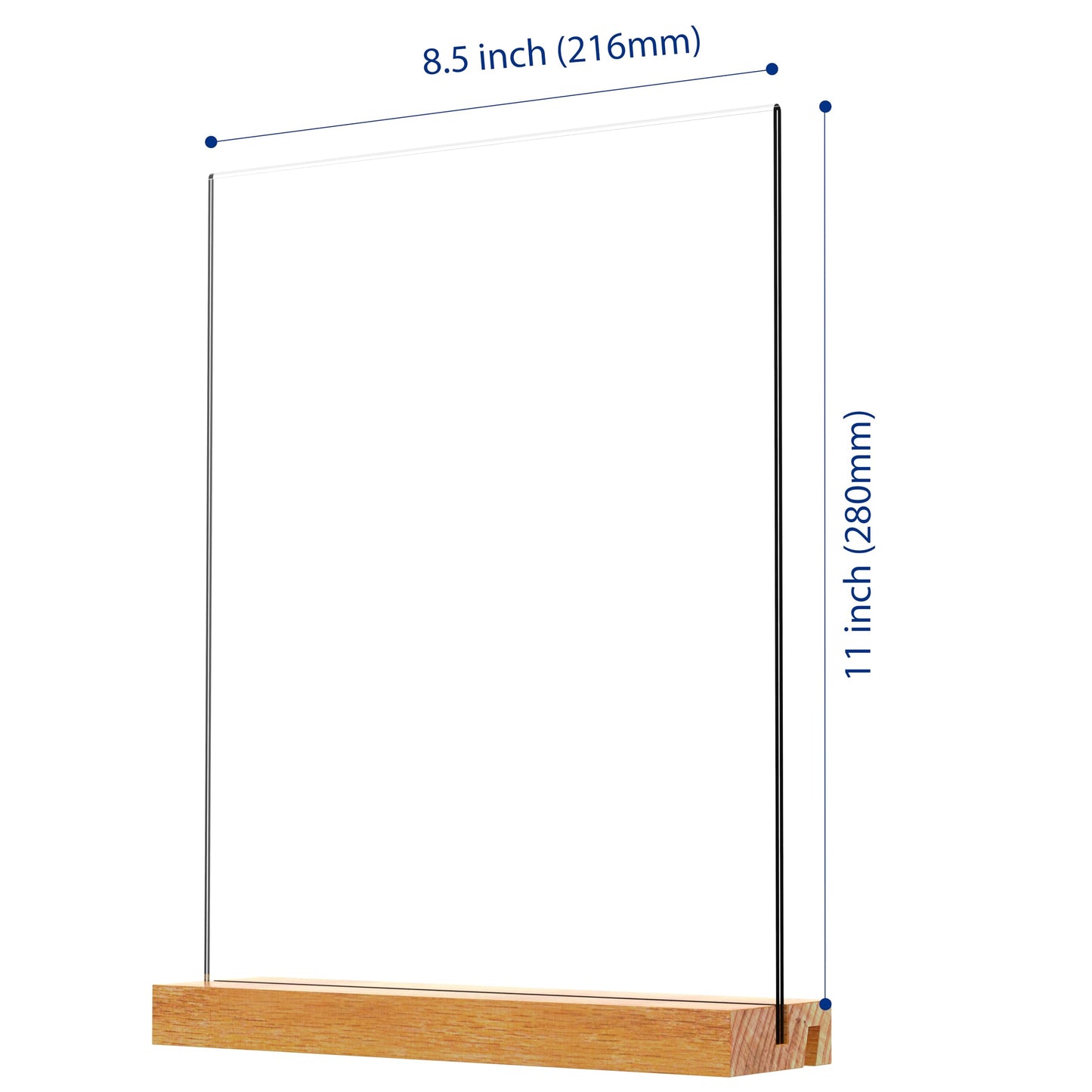 Beech Wood Acrylic Sign Holder – Double-Sided Slotted Display Stand for Menus, Signs, Promotions | Clear Acrylic Tabletop Signage