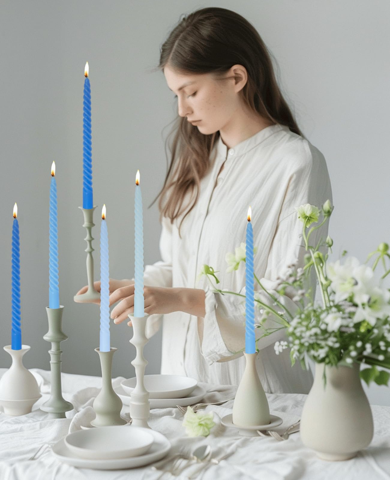 Handmade Spiral Taper Candles – 10" Unscented, Dripless (Set of 4)