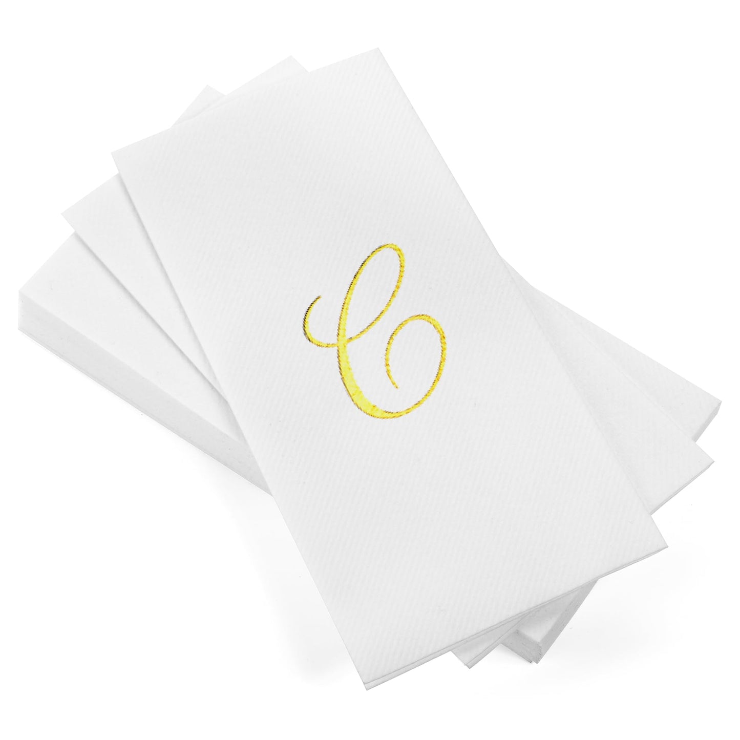 Monogrammed Disposable Napkins – Linen-Feel Paper Guest Hand | Gold or Silver Letter