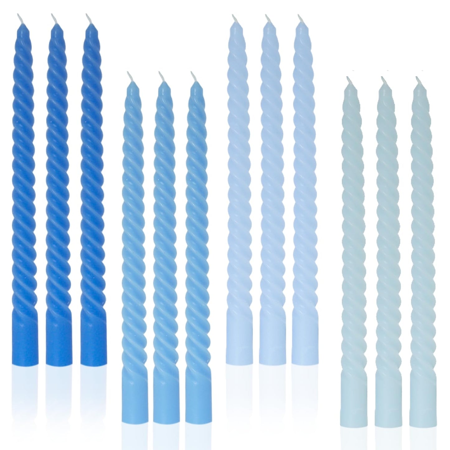 Handmade Spiral Taper Candles – 10" Unscented, Dripless (Set of 4)