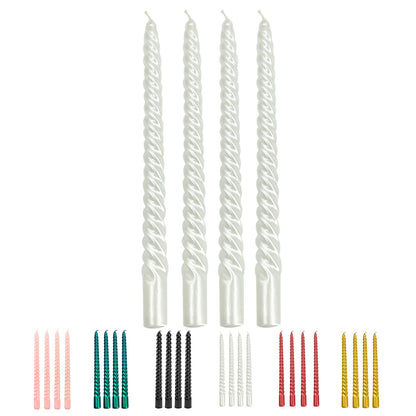 Handmade Spiral Taper Candles – 10" Unscented, Dripless (Set of 4)