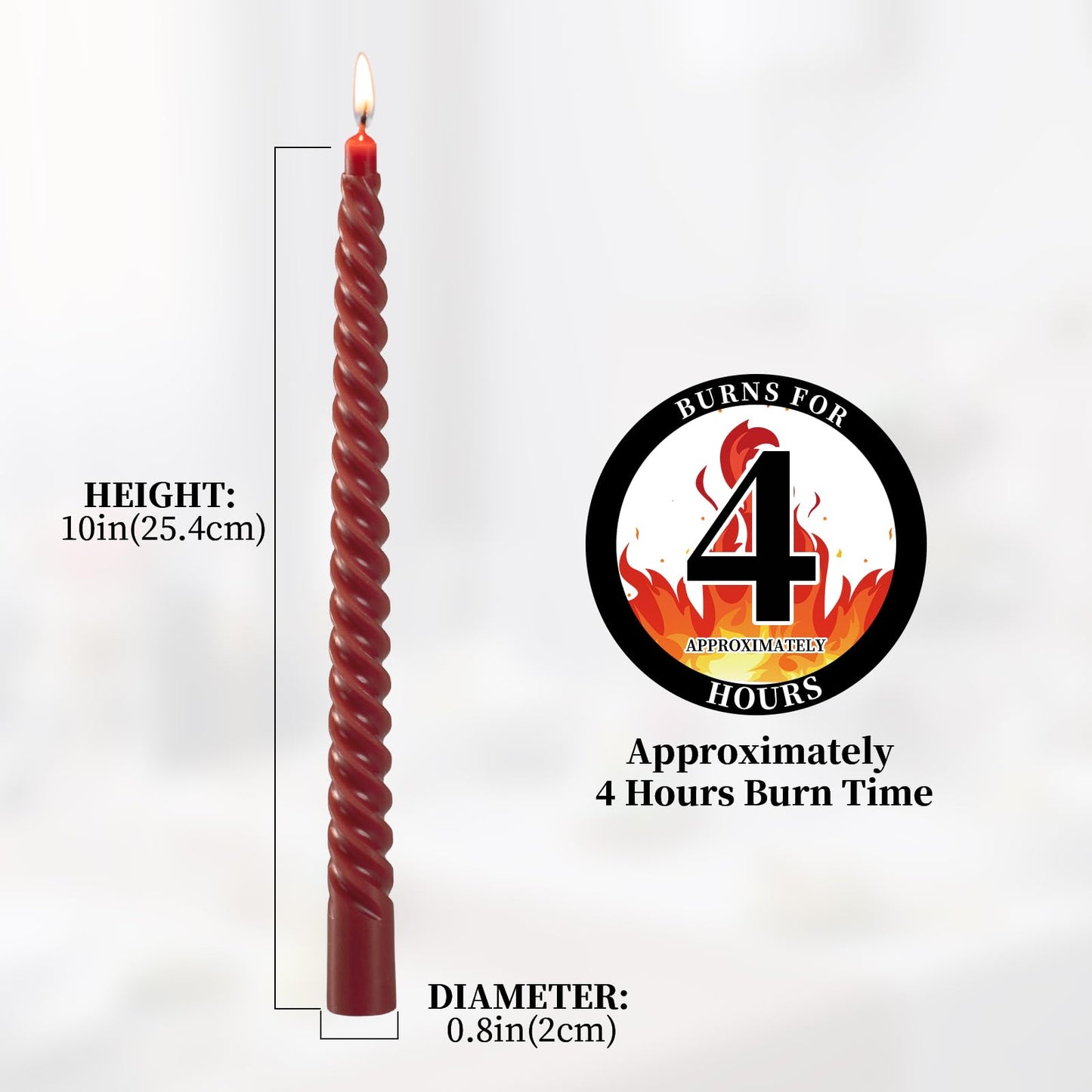Black Spiral Taper Candles – Set of 8 Handmade Unscented Twist Candlesticks