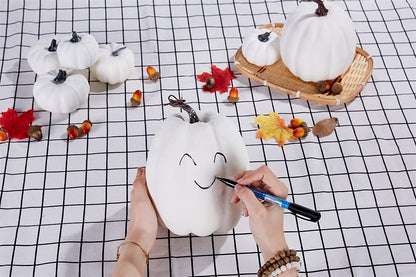 White & Gold Artificial Harvest Pumpkins – 16-Piece Fall Décor Set