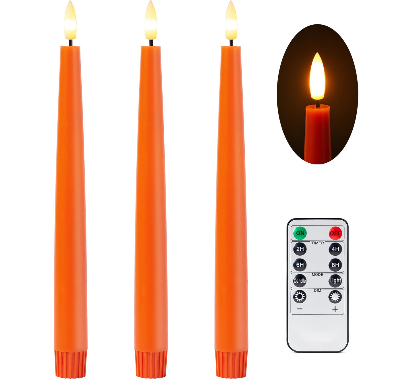 Black Wax Drip Flameless Taper Candles – Set of 6 LED Candles with Remote Control
