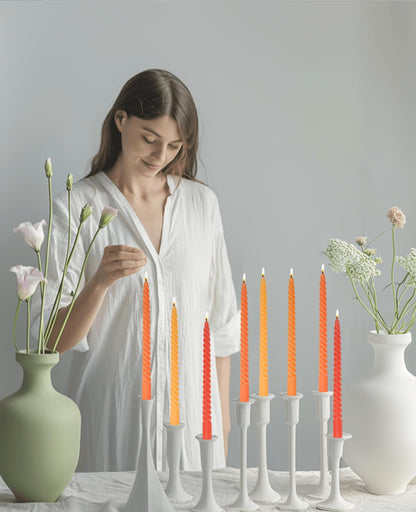 Handmade Spiral Taper Candles – 10" Unscented, Dripless (Set of 4)