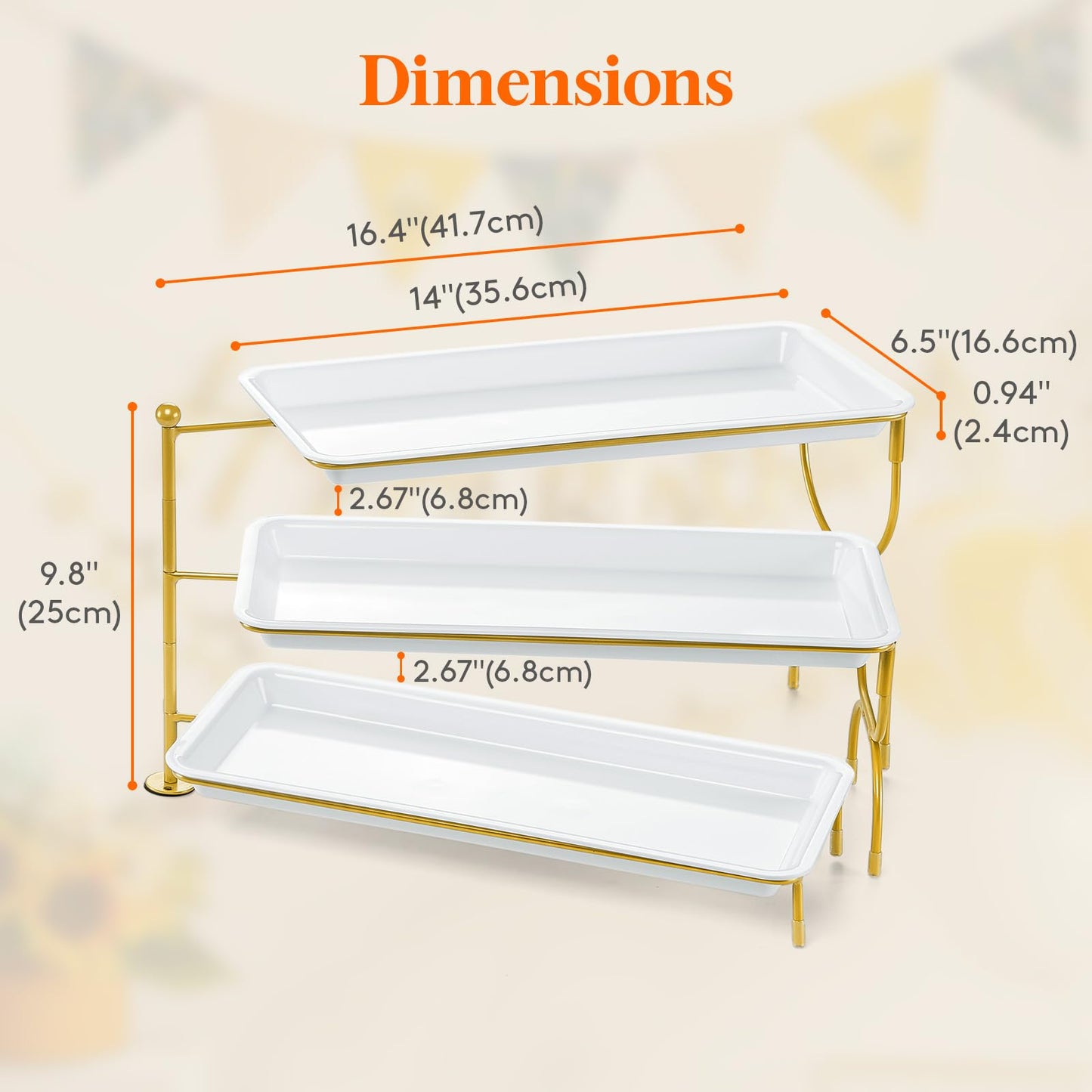 Clear Plastic Serving Tray – BPA-Free Shatterproof PET Dessert Stand for Parties, Weddings & Events | Space-Saving Display with Non-Slip Base