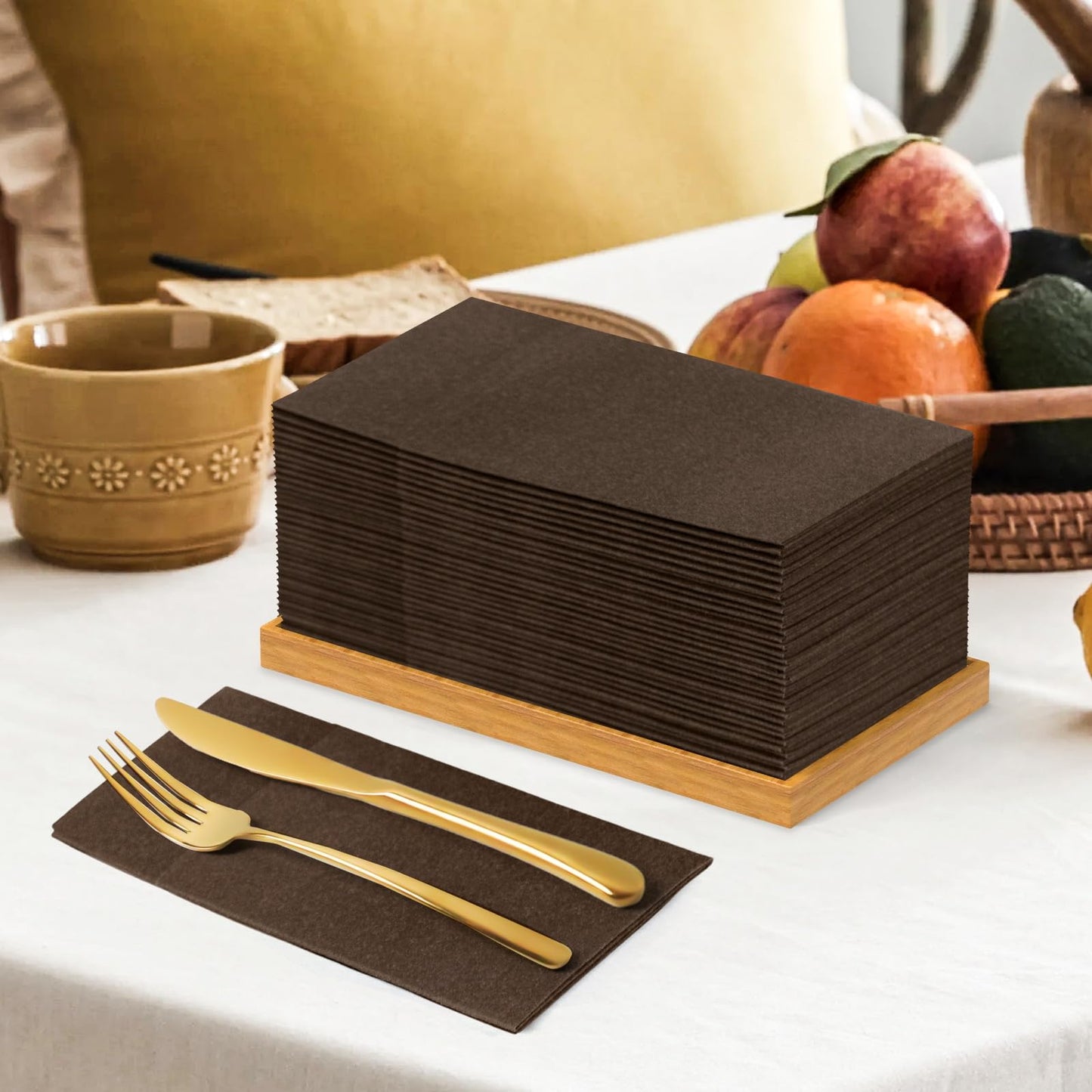 Solid Color Pocket Napkins – 50-Pack Linen-Like Paper Napkins with Silverware Pocket | Soft, Absorbent & Elegant for Dining, Weddings, and Events - Matcha Green