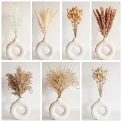 Natural Dried Pampas Grass Bouquet – Mixed Fluffy Pompous Grass for Vase, Boho Decor, Weddings, Gifts & Home Arrangements 100PCS