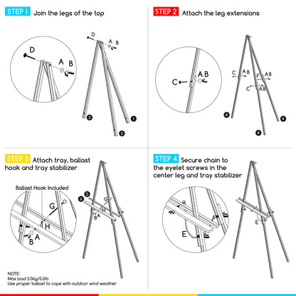 Beech Wood Display Easel – Lightweight Folding Tripod Stand for Canvas, Signs & Presentations | 64" Artist & Event Easel