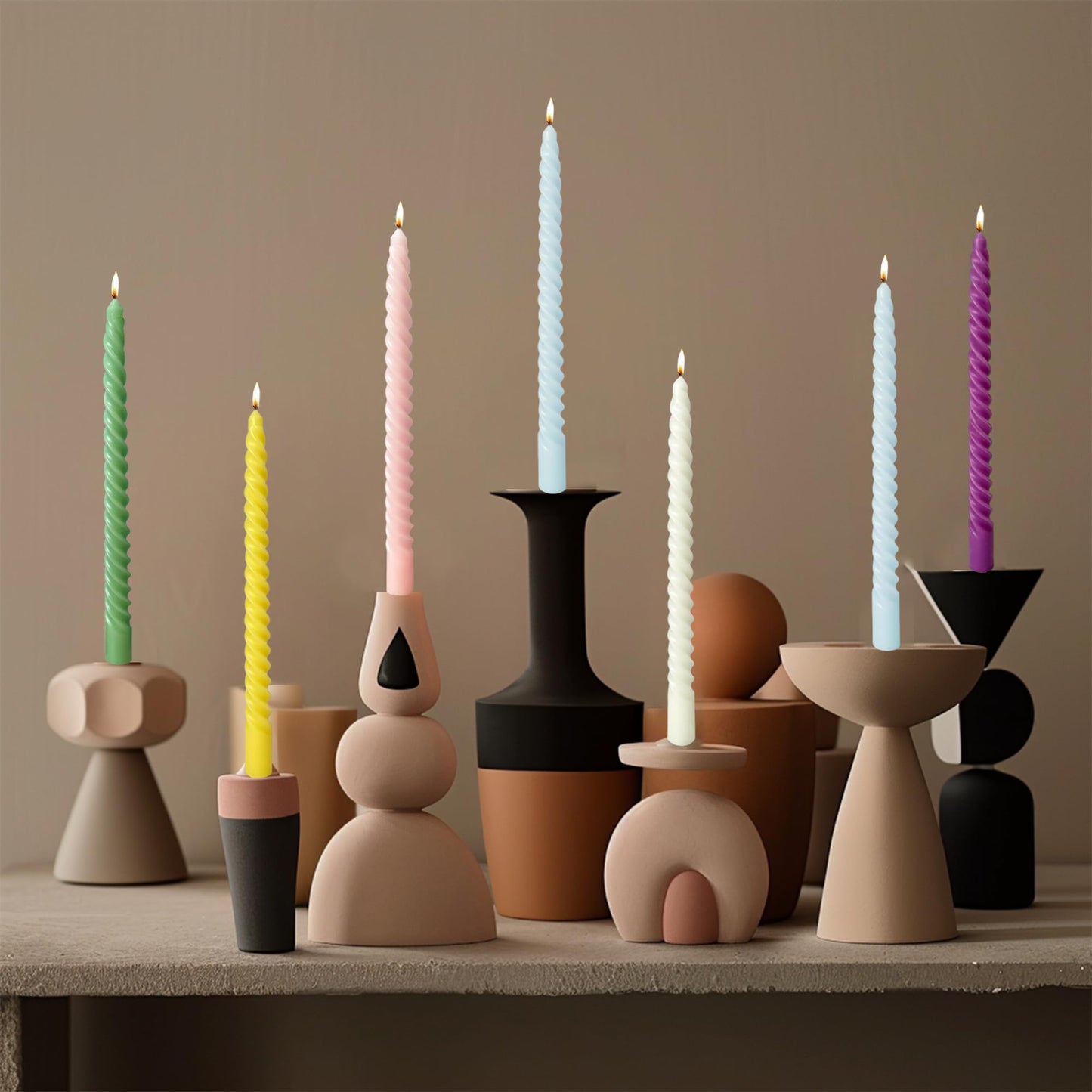 Handmade Spiral Taper Candles – 10" Unscented, Dripless (Set of 4)
