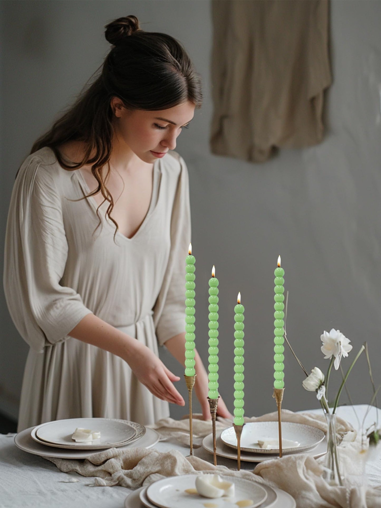 Handmade Spiral Taper Candles – 10" Unscented, Dripless (Set of 4)