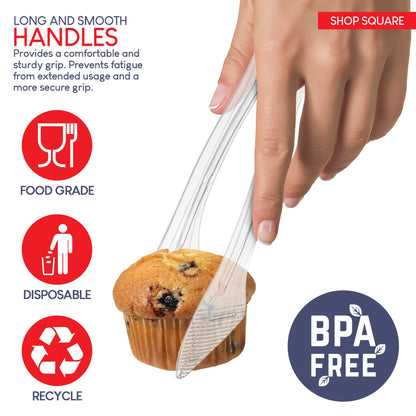 Durable Plastic Serving Utensils Set – 10" Serving Fork, Spoon & 6" Tongs | BPA-Free, Reusable or Disposable | Perfect for Parties, Catering & Events