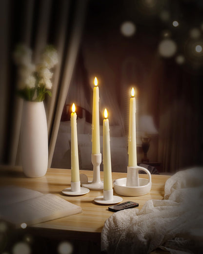 Black Wax Drip Flameless Taper Candles – Set of 6 LED Candles with Remote Control