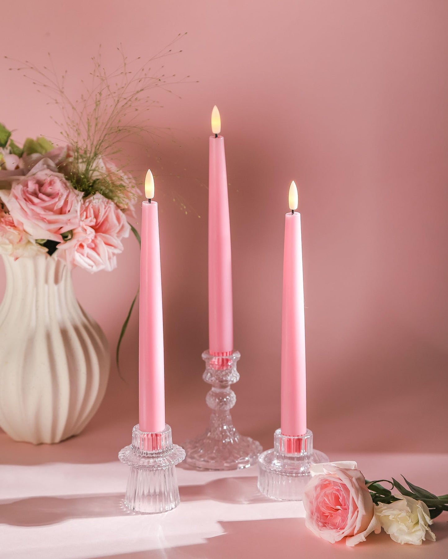 Black Wax Drip Flameless Taper Candles – Set of 6 LED Candles with Remote Control