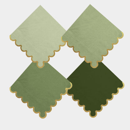 Cocktail Napkins – Scalloped Gold Foil Edge | Soft, Absorbent, Decorative Party Napkins for Weddings, Baby Showers & Events - 100 pack