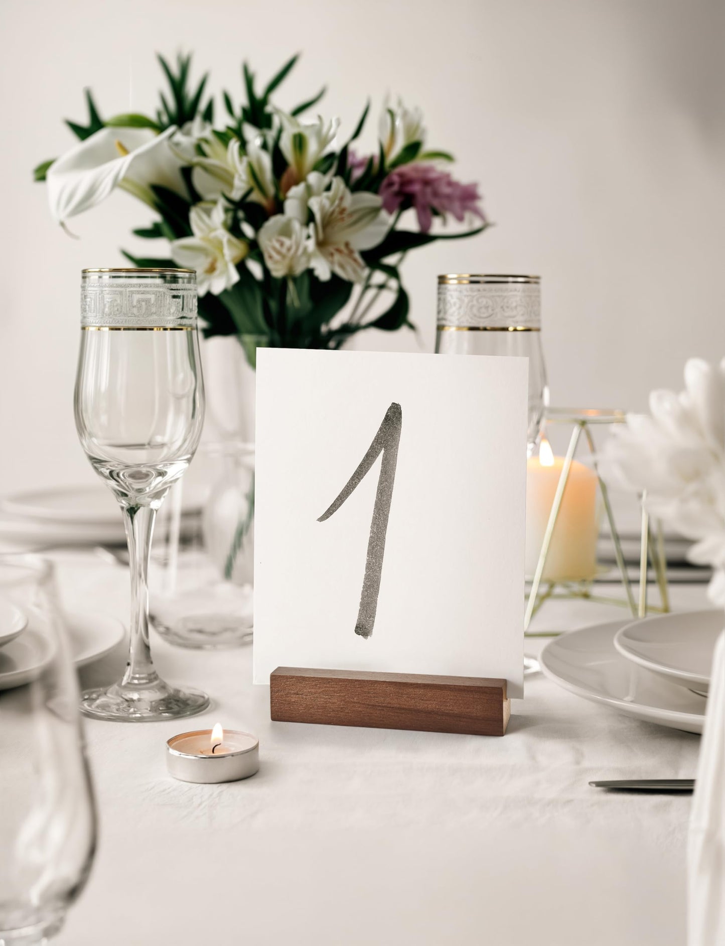 Natural Oak Wood Place Card Holders – Rustic Tabletop Name Holders for Weddings, Events, Parties, Menus & Number Signs