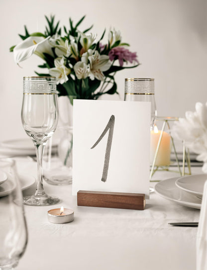 Natural Oak Wood Place Card Holders – Rustic Tabletop Name Holders for Weddings, Events, Parties, Menus & Number Signs