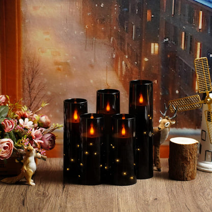 Flameless Mood Lighting Candle Set with Embedded String Lights