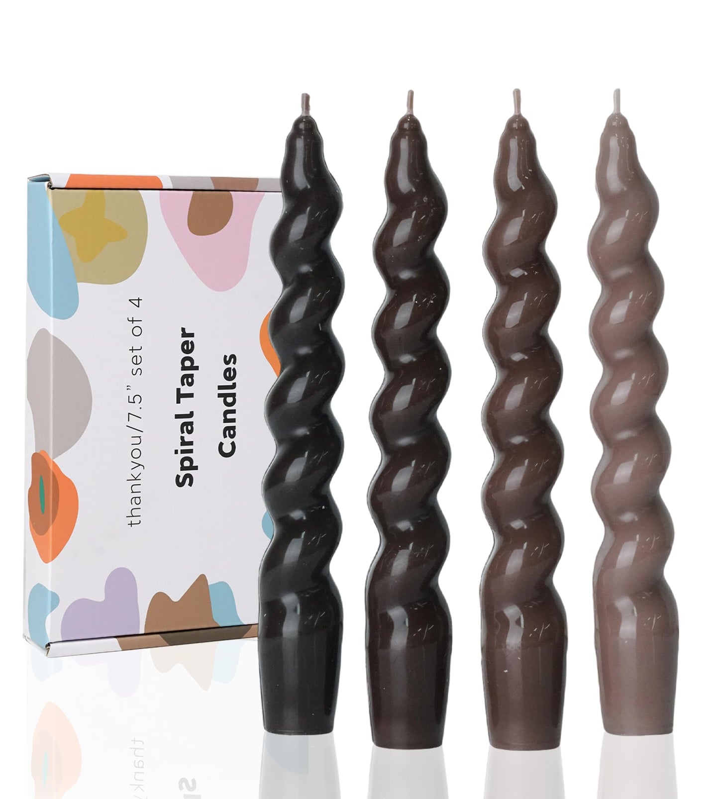 Handmade Spiral Taper Candles – 10" Unscented, Dripless (Set of 4)