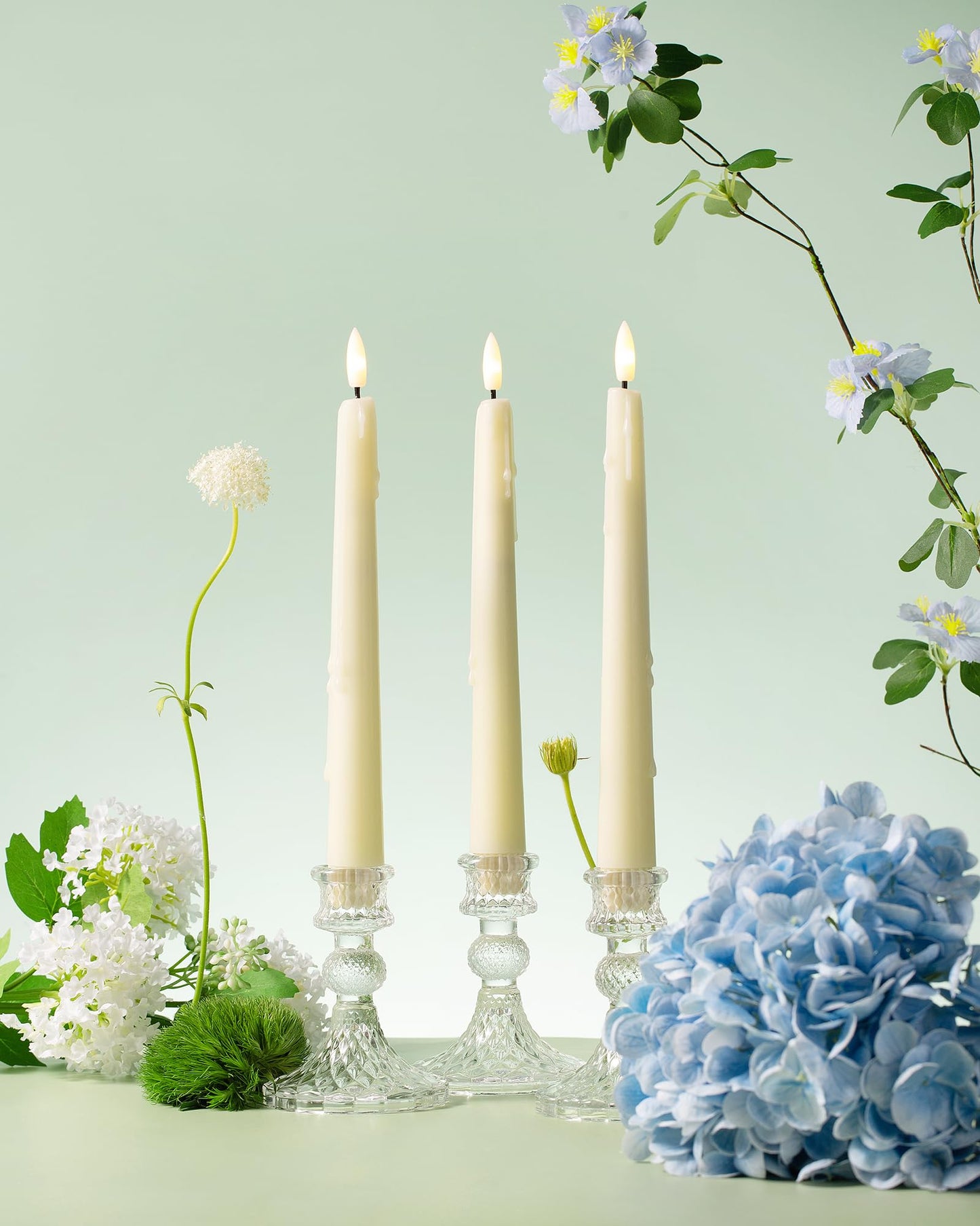 Black Wax Drip Flameless Taper Candles – Set of 6 LED Candles with Remote Control