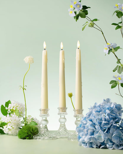 Black Wax Drip Flameless Taper Candles – Set of 6 LED Candles with Remote Control