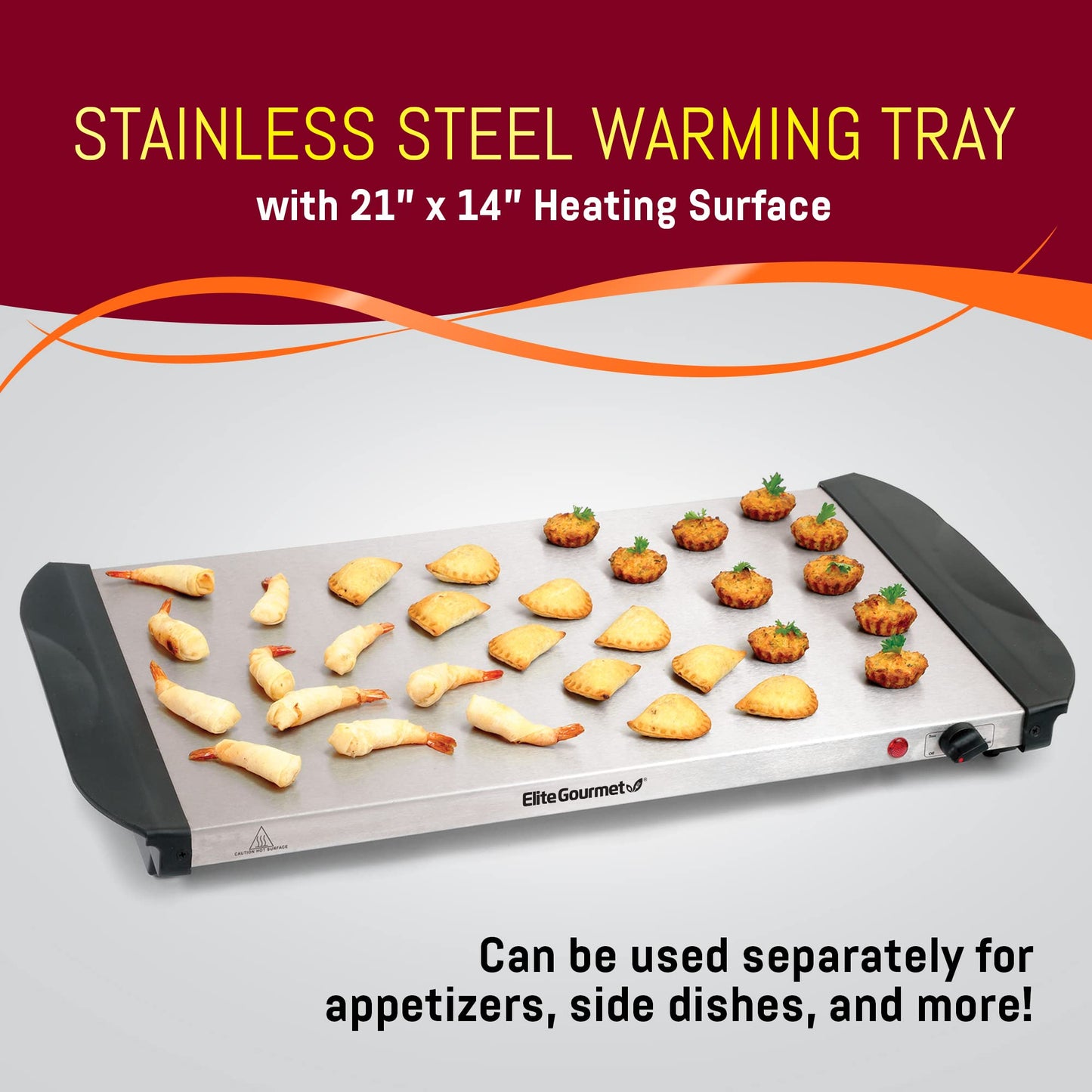 Electric Buffet Food Warmer with 3 Stainless Steel Trays & Dome Lids - Portable Warming Tray for Parties & Events