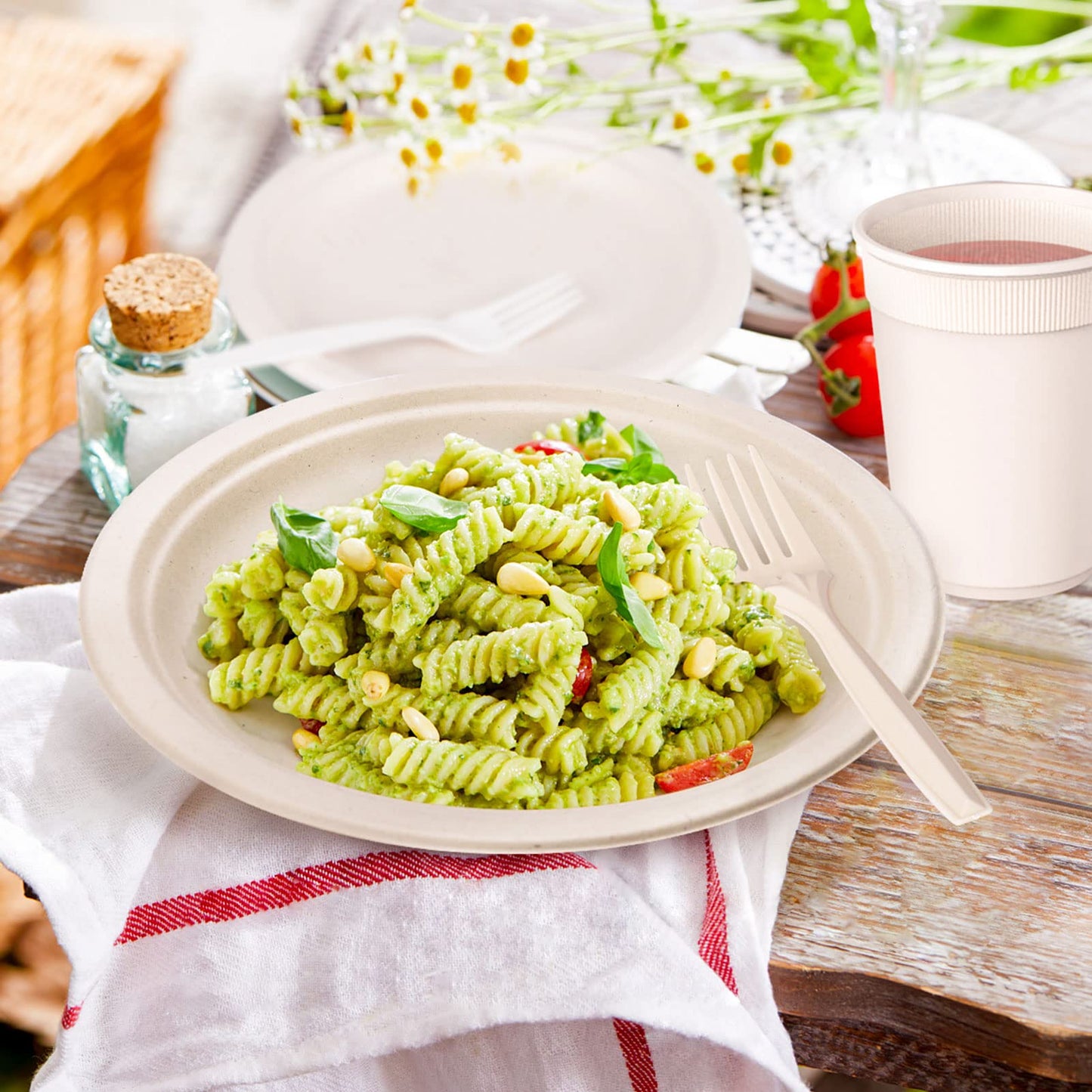 Compostable Dinnerware Set – Eco-Friendly Plates, Cutlery, Cups & More for 50 Guests -400-Pack