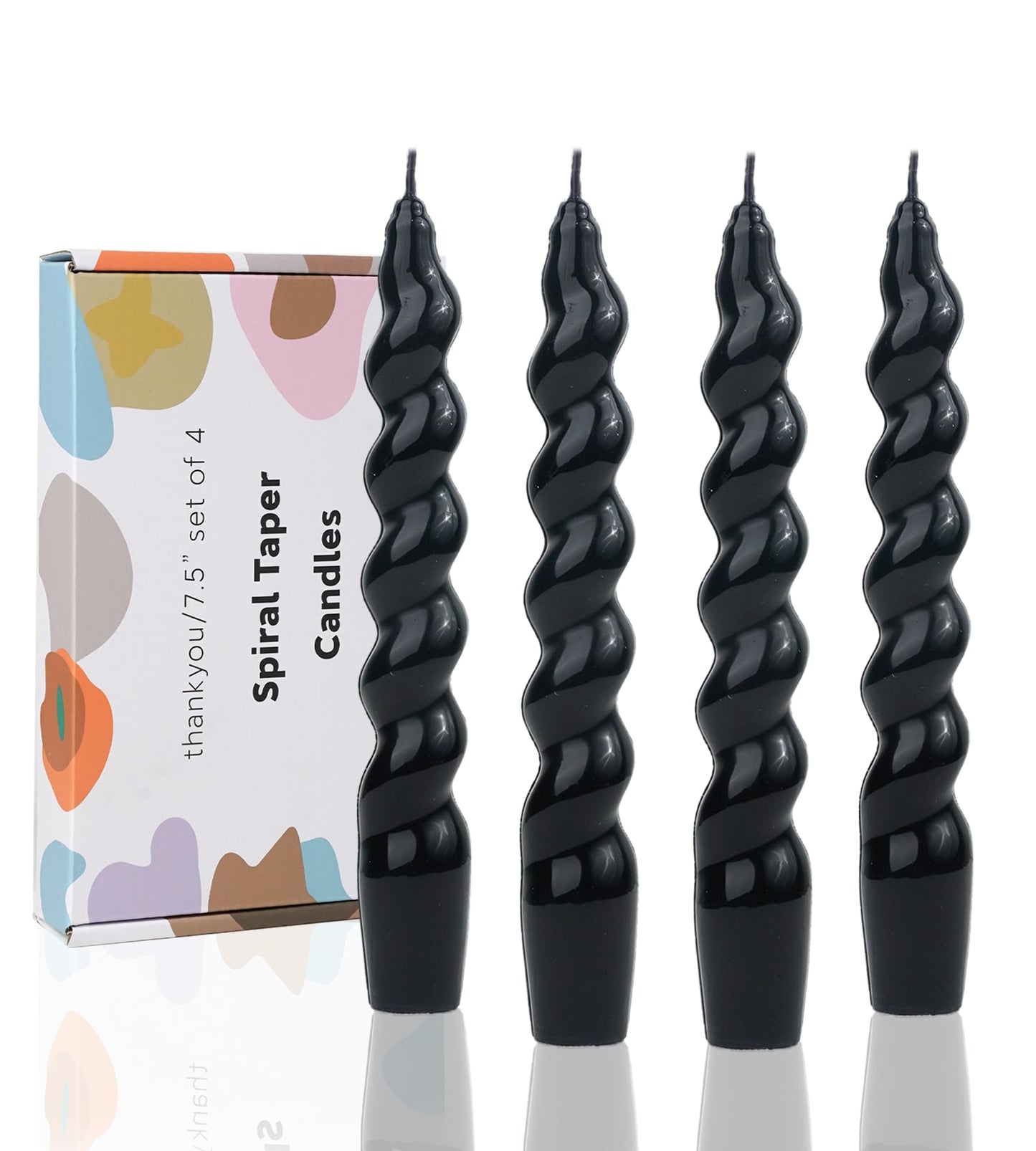 Handmade Spiral Taper Candles – 10" Unscented, Dripless (Set of 4)